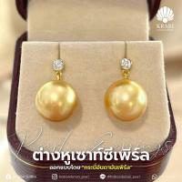 ราคา ต่างหูไข่มุกเซาท์ซีสีทอง(มุกน้ำเค็ม) ทองแท้เพชรแท้✨ (28636386744)