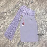 ราคา เดรสออกงานสีเทาอมม่วง งานป้าย Bellita SizeL ***มือ1 ป้ายห้อย (21463321681)