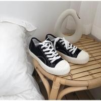 ราคา พร้อมส่ง รองเท้าผ้าใบสไตล์วินเทจ สีดำ (2728165205)