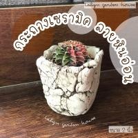 ราคา กระถางเซรามิค ลายหินอ่อน (ขนาด 2 นิ้ว) งานเพ้นท์+ปั้น รูปทรงแต่ละกระถางลวดลายแตกต่างตามความสวยงามของแต่ล่ะใบจ้า (17640293590)