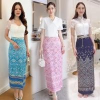 ราคา S-XL ชุดไทยทำบุญ เสื้อลูกไม้สีขาว+ผ้าถุง งานป้าย#Ariya (29854110649)