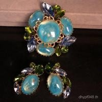 ราคา ชุดเข็มกลัดและต่างหู เพชรอารยธรรมโบราณ สไตล์คลาวบูล ทำจากวัสดุทองแดง (29841080947)