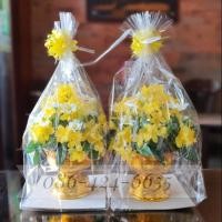 ราคา พานพุ่มดอกไม้ พานดอกไม้ พานดอกรวงผึ้งสีเหลือง (3435815249)