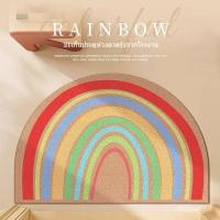 ราคา พรมเช็ดประตูผ้าไหมทรงกลม พรมเช็ดประตูสายรุ้ง พรมเช็ดประตูขนาดใหญ่ พื้นรองเท้าครึ่งวงกลม กำจัดฝุ่น (41169904084)