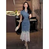 ราคา เดรสยีนส์ แต่งลูกไม้ #9036 (40253022346)