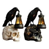 ราคา Raven Skull Figurine Raven บน Skull รูปปั้นฮาโลวีน Figurines เรซิ่นประติมากรรม Gothic Decor ตกแต่งฮาโลวีน unhcxeth (40157862301)