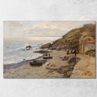 ราคา Evening Mood With Fishermen On The Coast Alfred Zoff, azf12 ภาพพิมพ์บนผ้าใบแคนวาส (24941807832)