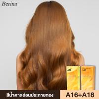 ราคา Berina ยาย้อมผม เบอริน่า สีน้ำตาลอ่อนประกายทอง A18 + A16 (14497587027)