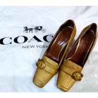 ราคา รองเท้าส้นสูง แบรนด์ โค้ช ของแท้ หนังแท้ มือสอง Jade Loafer Gold Metallic size 37 (20996007622)