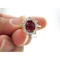 ราคา แหวนทับทิมแท้ ล้อมเพชรเบลเยี่ยมคัดแท้ 48 ตัง งานสวยค่ะ สินค้า (5143386448)