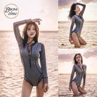 ราคา BikiniTime (M-XL) SB15 ชุดว่ายน้ำวันพีซ แขนยาวกันยูวี สีเทา มีฟองน้ำเสริม บิกินี่ ชุดว่ายน้ำกันแดด ชุดว่ายน้ำผู้หญิง (2010581129)