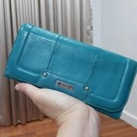 ราคา กระเป๋าสตางค์ใบยาว ยี่ห้อ ELLE ของแท้ สีเขียวอมฟ้า มือ 2 (1121402334)
