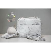 ราคา Bestseller!! กระเป๋าสะพายข้าง สีขาวลายหินอ่อน (พร้อมสาย หนัง) (1442456480)