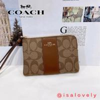 ราคา Isa Lovely Shop COACH F58035 CORNER ZIP WRISTLET IN C SIGNATURE CANVAS Color: IM/KHAKI/SADDLE 2 (25768584746)