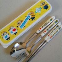 ราคา ชุด set กล่อง ช้อน ส้อม ตะเกียบ ลาย มิเนียน Minion (Despicable Me) ขนาดกล่อง 8x2 นิ้ว (1014088238)
