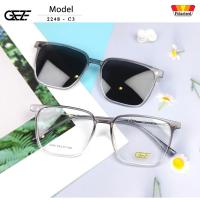 ราคา กรอบแว่นสายตา GEZE Clip-On รุ่น 2248 - C3 เต็มกรอบสีเทาใส คลิปออนแม่เหล็ก เลนส์กันแดดPolarized (27357390259)