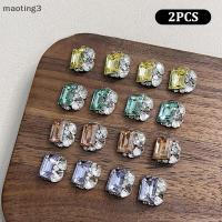 ราคา [maoying] 2 ชิ้นคริสตัลเล็บแฟ้มเพชรหรูหราสแควร์เล็บ Rhinestones อัญมณี Sparkle แก้วเล็บหิน DIY Charms [MT] (28030389698)