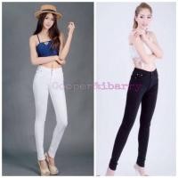 ราคา กางเกงยีนส์สีขาว สีดำ ยีนส์ยืดขาเดฟเอวสูง ซิป Size S-M-L-XL-34-36 (2856074028)