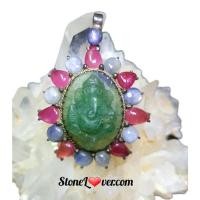 ราคา #Jade #หินหยกแท้ #หยกเขียว#จี้หยกพระพิฆเนศ ประดับด้วย #หินทัวร์มาลีน (15592945203)