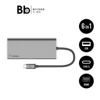 ราคา Belkin Port Hub USB-C 6 in 1 Multifunctional Converter Gray (F4U092btSGY) by BB Beyond D-Box (40471321614)