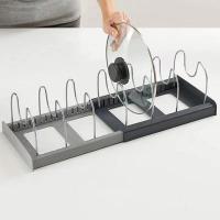 ราคา หม้อและกระทะขยายเครื่องครัว Organiser 7 Dividers ปรับฝาหม้อชั้นวางผู้ถือจานกระทะOrganizer Rackห้องครัว (18780115315)