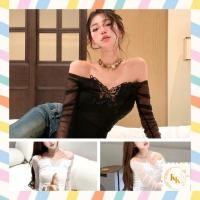 ราคา เสื้อปาดไหล่แขนยาว ซีทรูย่น อกแต่งผีเสื้อ ทรงเข้ารูป สวยเก๋ (26791704860)