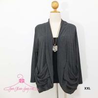 ราคา เสื้อคลุมคนอ้วนผ้ายืดเรย่อนเนื้อดีสีเทาดำแต่งกระเป๋าเย็บย่นทั้ง2ด้าน สวยเก๋น่ารักมากๆค่ะ ไซส์2XL อกฟรีไซส์46-52นิ้ว (3861837175)