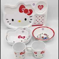 ราคา จานเมลามีนเด็ก ถาดหลุมเด็ก จานชาม ช้อนส้อม kitty คิตตี้ ขายแยกชิ้น (5442567242)