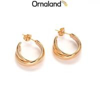 ราคา ต่างหูครึ่ง Hoop สแตนเลสสตีล ไม่อันตรายต่อผิว ขนาด 26x19x7 มม. (44068470448)