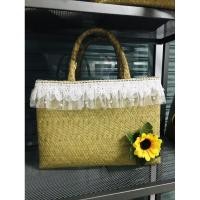 ราคา Sale กระเป๋าสานกระจูด แต่งขอบลูกไม้ ทรงกล่อง ทานตะวัน น่ารัก (8044355135)