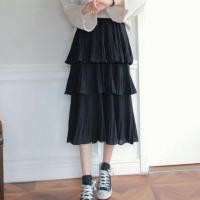 ราคา กระโปรงอัดพลีท 3ชั้น สีดำ (547669740)