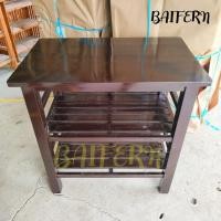 ราคา ส่งฟรี โต๊ะวางเตาแก๊ส 2หัว ชั้นวางของ 80*50*สูง80 ซม. โต๊ะวางทีวี วางเตาอบ สีโอ๊คเข้ม shelf / Rack. . . (40450269983)