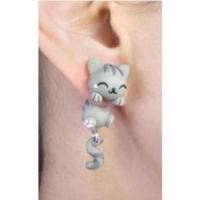 ราคา ต่างหูดินไทยปั้นแมวเทา (2716349717)