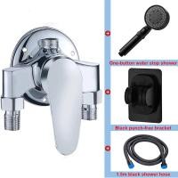 ราคา G1/2" Bathtub Shower Faucet Hot and Cold Water Mixing Valve Bathroom Set Countertop Mounted Chrome Plated Valve Bath Sho (26869708316)