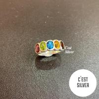 ราคา พร้อมส่ง‼️แหวนเงินแท้พลอยแท้ฝังหุ้ม 5เม็ด แหวนพลอยแท้ แหวนเงิน แหวนแถว (10114872477)