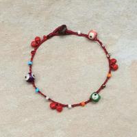 ราคา สร้อยข้อเท้า เชือกถัก เชือกเทียน กระดิ่ง ลูกปัด evil eye โบฮีเมียน โบโฮ เรกเก้ แฮนด์เมด Handmade Anklet Boho Bohemian (17860782813)