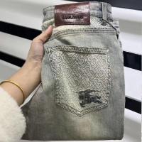 ราคา BURBERRY2519 Printing Slim-fit New Jeans Men Casual Stretch (41019304212)