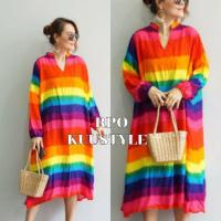 ราคา เสื้อ zaraเดรส oversize เดรสสาวอวบ เดรสสาวอ้วน บิ๊กไซส์ คอจีน แขนยาว จั๊มปลายแขน ผ้าสปัน ลายมัดย้อม (4080440433)