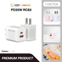 ราคา Recci รุ่น RC83 อะแดปเตอร์ หัวชาร์จ USB หัวชาร์จ PD 35W สีชมพู สีขาว GAN Fast Charger (41072828968)