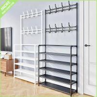 ราคา AND ราวตากผ้า ราวแขวนผ้าบาร์คู่ พร้อมชั้นวางของ พร้อมที่แขวนกางเกง แขวนผ้า + ชั้นวางของ ชั้นเก็บของสองชั้น (25613911734)