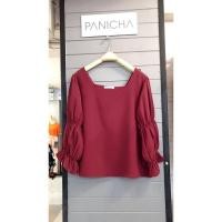 ราคา เสื้อสีแดงเลือดหมู แขนญาญ่า แขนเจ้าหญิง มือ 2 สภาพดีอก 38” ยาว 23” งานป้ายPanicha (5479898292)