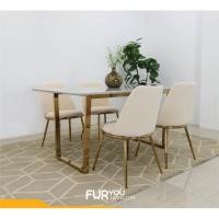 ราคา โต๊ะอาหารหินอ่อนสังเคราะห์ รุ่น แคทเธอลีน โต๊ะโครงขาสีทอง สีโรสโกลด์ หน้าทอปหิน (24181748909)