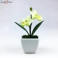 ราคา OrientalFineArt ดอกกล้วยไม้ประดิษฐ์พร้อมกระถางสีขาว กระถางดอกไม้ปลอมสำหรับวางประดับบนโต๊ะ (6353585615)