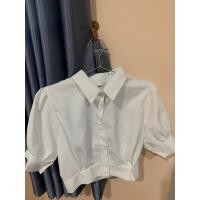 ราคา เสื้อคอปกสีขาว เอวลอย ใหม่มาก (22637780125)