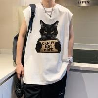 ราคา Sea.Tee[COD] แขนกุด วินเทจ เสื้อยืดคอกลมแขนกุด ผู้ชายและผู้หญิง สไตล์เกาหลี เสื้อบาส เสื้อกล้าม ฤดูร้อน'CKMUY NOT SAFE' (29687303653)