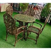 ราคา ชุดสนามอัลลอยด์ 4 ที่นั่ง สีทองรมดำ ขาโต๊ะลายองุ่นยุโรป (28451287992)