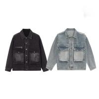 ราคา แจ็คเก็ตยีนส์ Unisex กระเป๋าซิปสําหรับผู้ชายและผู้หญิง รูปแบบหลวม แจ็คเก็ตยีนส์สีน้ําเงินเข้ม M77 (25377963431)