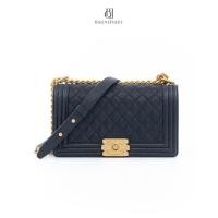 ราคา [ของแท้] CHANEL BOY 10 NAVY CAVIAR GHW มีใบรับประกัน ตรวจสอบได้ทุกใบ ✅ (28239203093)