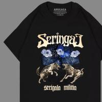 ราคา LOKAL Militia Wolf Grin เสื้อยืดวงโลหะเพลงเสื้อยืดวงดนตรีท้องถิ่นเสื้อยืดชายเสื้อยืด (43110287126)