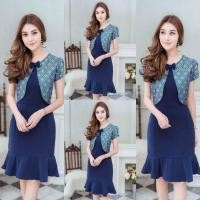 ราคา เดรสผ้าไทยใส่สบาย เพรียว cotton พิมพ์ทองลายไทย ตัดต่อผ้าฮานาโกะ มีซับในซิปซ่อนด้านหลัง กระโปรงหางปลา (7480996617)